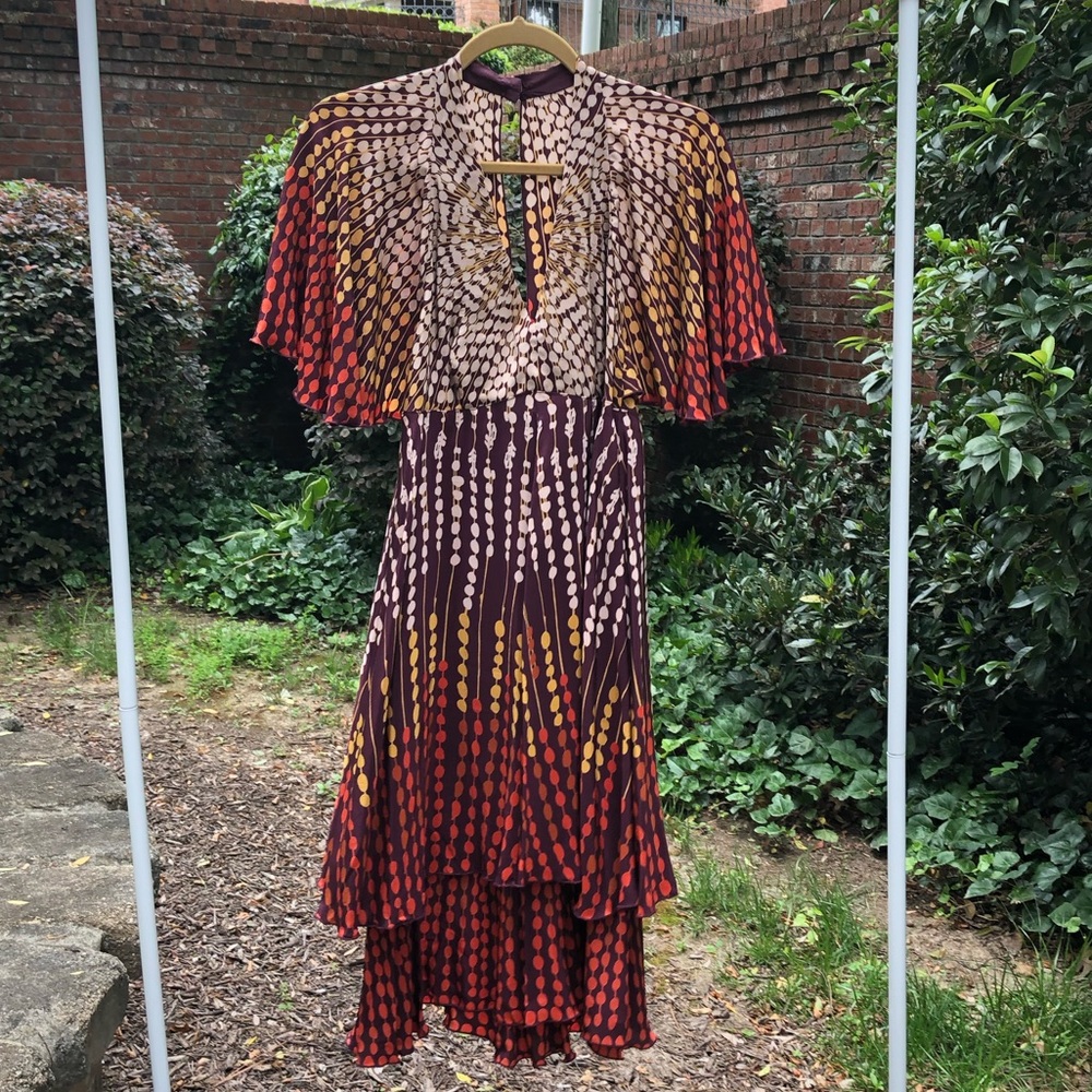 Anna Sui 100% Silk Midi Dress, Size 4